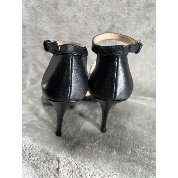 New Nine West Women’s Size 8 Sling Back Python Black Pointed Toe Heels Sexy - Picture 5 of 8